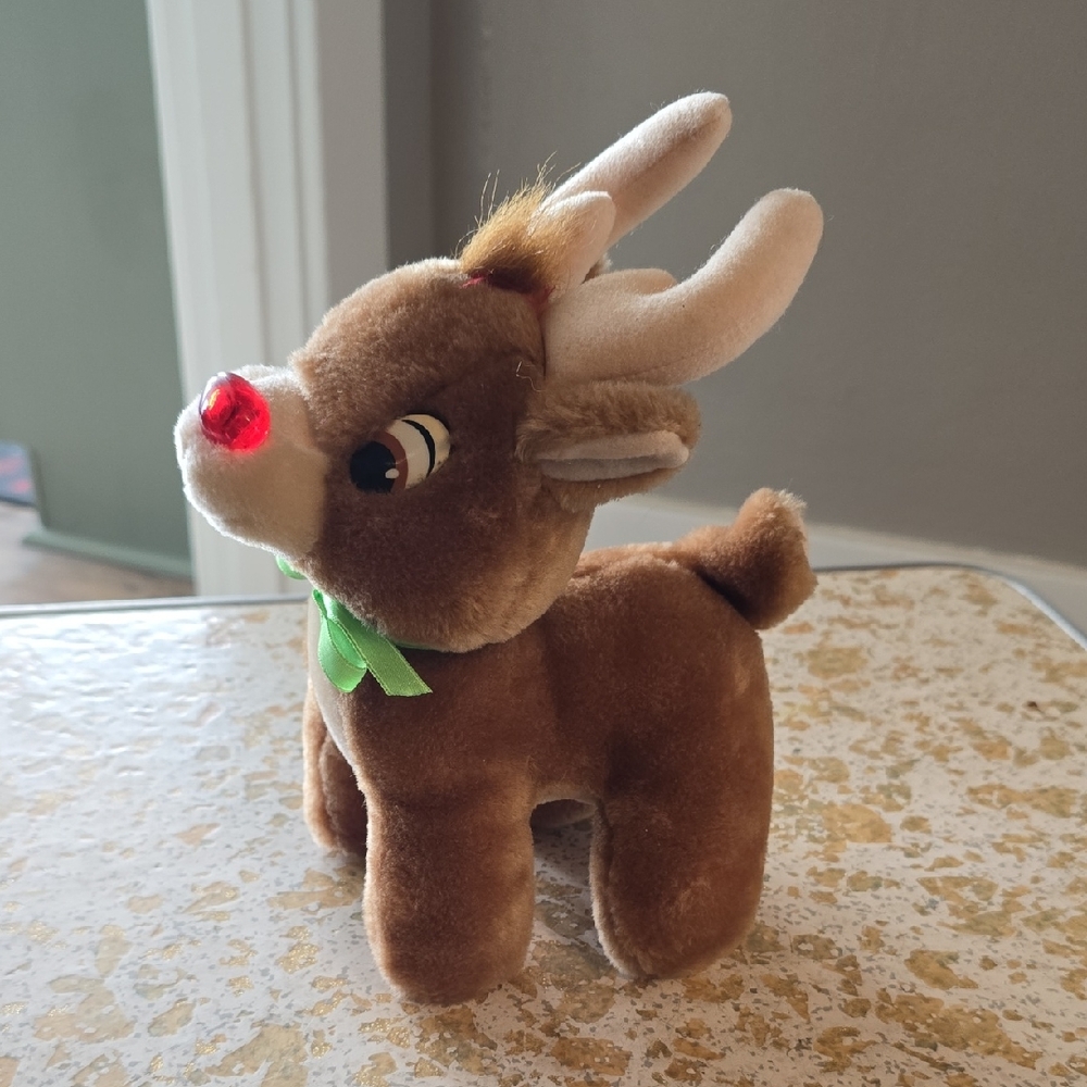 Plush Reindeer Toy with Red Nose